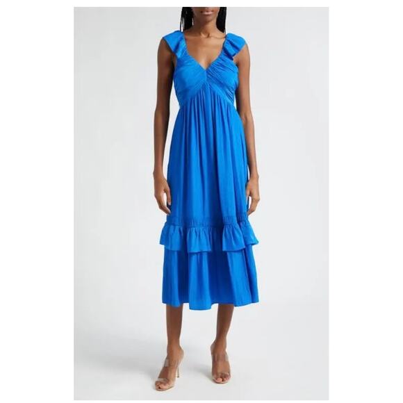 New RAMY BROOK Nelly Tiered Hem women’s size small Dress - Marrakech Blue